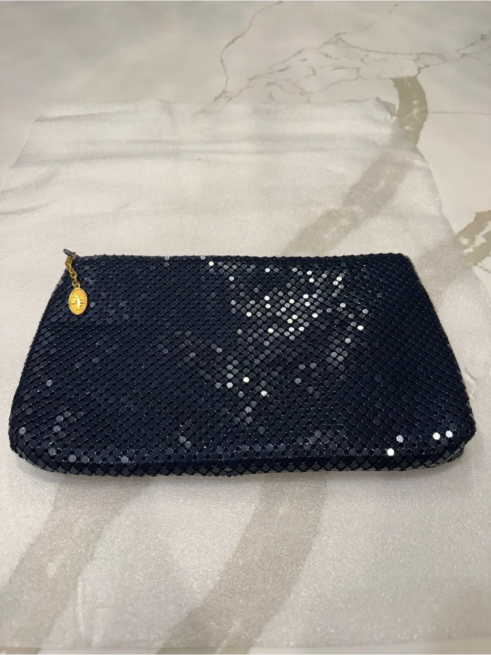 Vintage American Eagle Outfitters Evening Sequin Clutch Bag - Navy